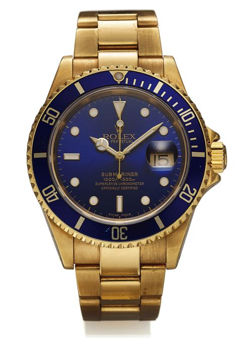 rolex submariner blue pre owned 16618|Rolex 16618 gold submariner blue.